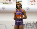Aaliyah Brown after her win in the 200 Meter Dash at the Texas A&M Classic on Saturday. Photo Credit: Dwayne Pierre-Antoine